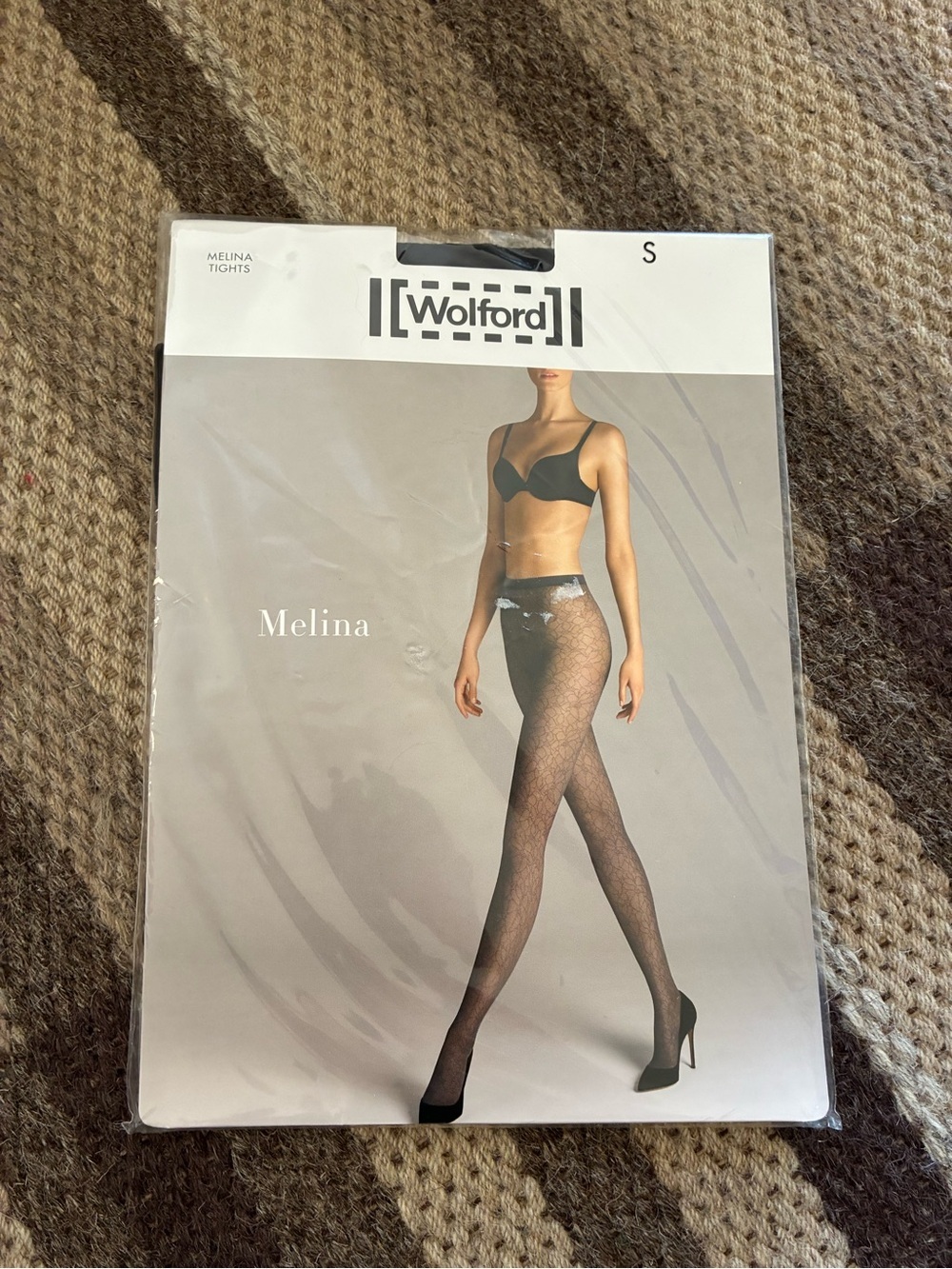 Wolford Women’s Melina Tights Size S in Black Sheer Floral Print NIP